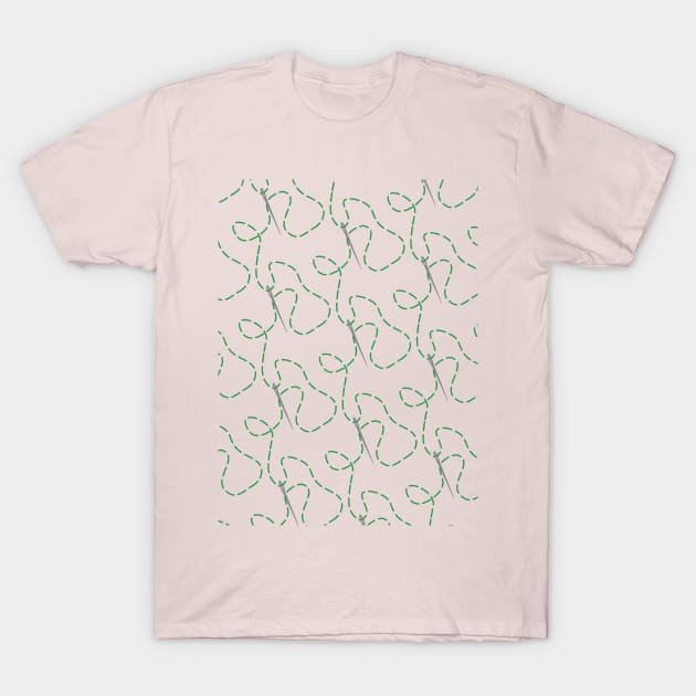 Needle and Thread Pattern T-Shirt by Scrabbly Doodles